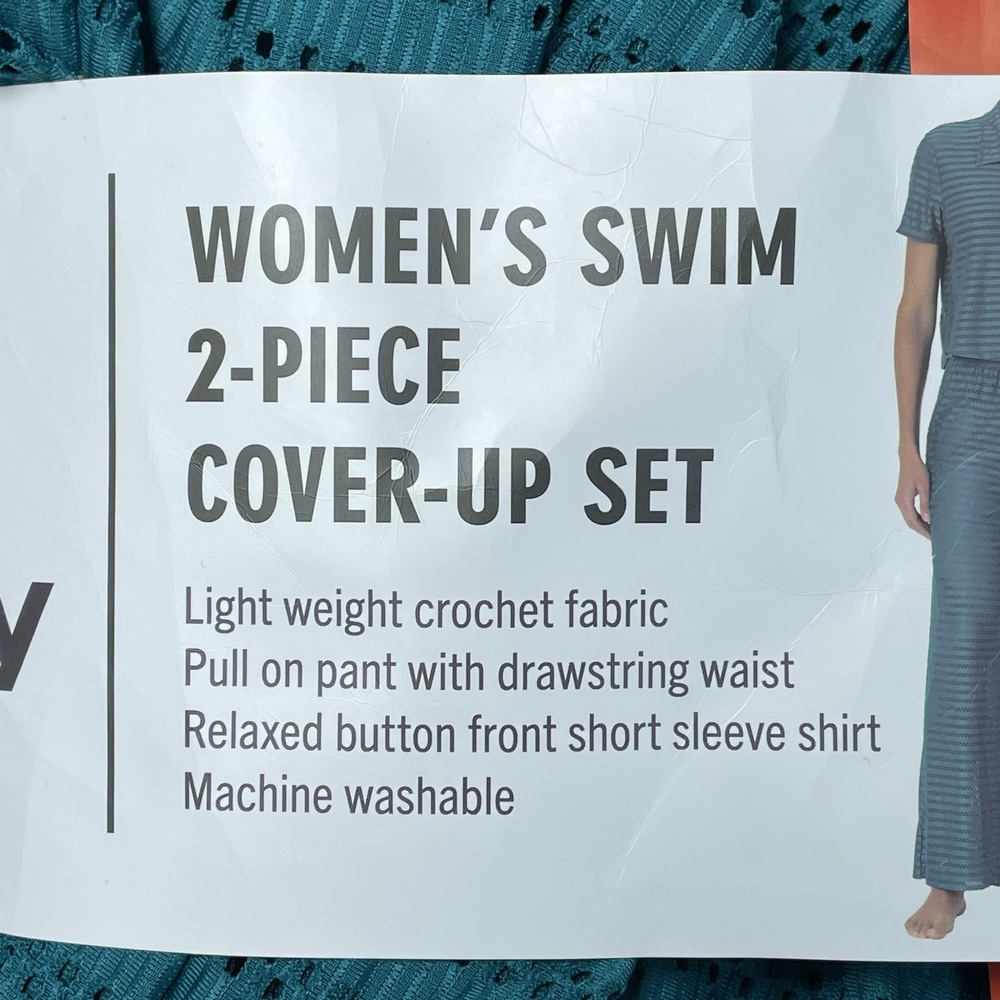 Hurley Women's M Swim Cover-Up Set Teal Crochet H0779 - Picture 2 of 4